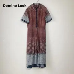 Domino Look レトロ 半袖 ワンピース 立襟 花柄