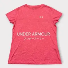 アンダーアーマー ヒートギア 半袖Tシャツ ピンク ロゴ ランニング LG