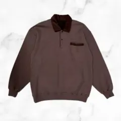 ブラウン ポロシャツスタイル トレーナー　秋冬