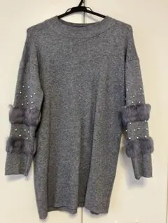 ファー＆ビジュー付き　ニットワンピース♡