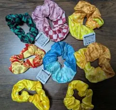 鬼滅の刃風　和柄シュシュ　ヘアアクセサリー 8点セット