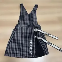 150cm チェック柄 ジャンバースカート Vネック