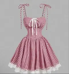 SHEIN ギンガムチェック キャミワンピース 赤