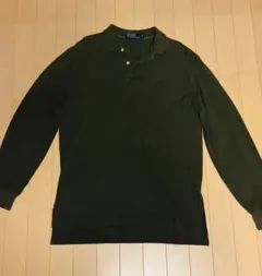 オリーブグリーン 長袖ポロシャツ