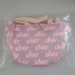 cherミニトートバッグキーホルダー　ピンク×ライトブルー