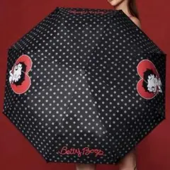 Betty Boop 折りたたみ傘 ブラック ドット柄