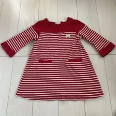 MUSHUSH 赤と白のストライプ ワンピース 120cm