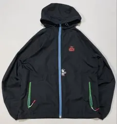 チャムス マウンテンパーカー ジップ配色 Wロゴ ドローコード付き ブラック M