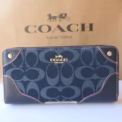 COACH 長財布 コーチ 財布 デニムレザー シグネチャー