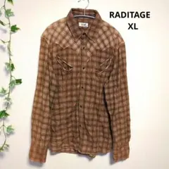 RADITAGE コーデュロイチェックシャツ  ブラウン×オレンジ系
XL
