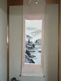 美品 掛け軸 中嶋敏夫作 伊勢神宮図 共箱 太巻き付 モダン表装 縁起物 美品 掛け軸 中嶋敏夫作 伊勢神宮図 共箱 太巻き付 モダン表装 縁起物