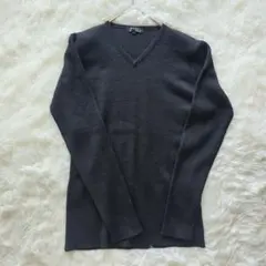 メンズメルローズ ニット M 黒 Vネック リブ シンプル 無地 秋冬