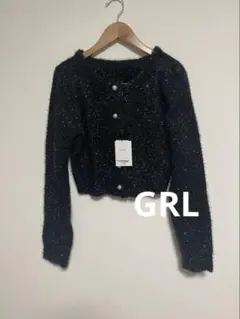 未使用タグ付き　グレイル　ラメシャギーニットカーディガン　黒