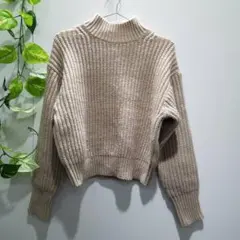 ユニクロ ローゲージセーター ニット ショート丈 ボリュームスリーブ ウール混