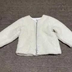 プチバトー　ノーカラーボアジャケット　サイズ74㌢