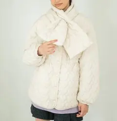 メゾピアノジュニア 新品 アウター マフラーつきキルティングブルゾン