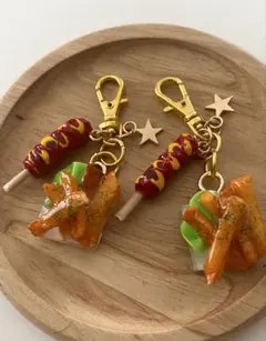 ポテト　フランクフルト　フェイクフード　食品サンプル　ミニチュア　チャーム