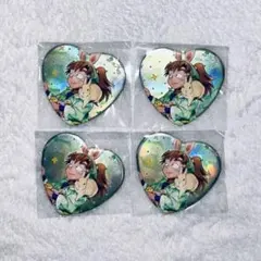 忍たま乱太郎 善法寺伊作 ナンジャ たまご探しの段 ハート型缶バッジ 4点セット