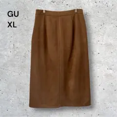 GU ジーユー スエードタッチ ナロー ミディ スカート XL キャメル ロング