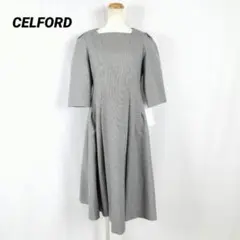 極美品 タグ付きトリプルクロスフレアワンピース イベント パーティー 千鳥格子柄