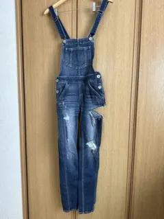 GYDA ダメージ加工 デニムオーバーオール