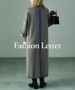 Fashion Letter オーバーサイズ ボリューム袖 配色ニットワンピース