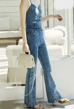 ◆EVRIS レースアップデニムオールインワン　Mサイズ