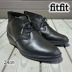 ✨極美品✨fitfit ショートブーツ 24cm 黒 サイドゴア ウェッジソール