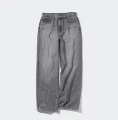 【ユニクロ・22サイズ】ワイドストレートジーンズ グレー レディース デニム