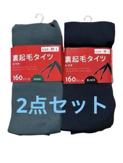 新品　裏起毛タイツ M-L カーキ・ブラック 2枚セット　160デール
