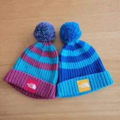 THE NORTH FACE キッズ　ボンボン付きニット帽 2つセット