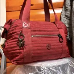 KIPLING トートバッグ　2wey ショルダー　ナイロン　レザー　RED