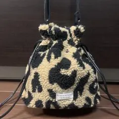 レオパード柄 ファー フリース ショルダーバッグ 巾着