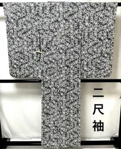 b672 正絹　袷　二尺袖　モノトーン　着物のサムネイル