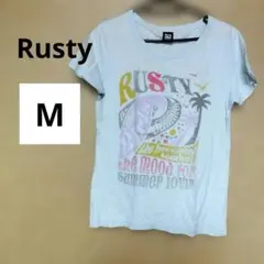 Rusty グラフィックTシャツ Mサイズ　半袖　水色　薄手　ラスティ　Tシャツのサムネイル
