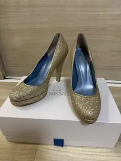 BENIR ウエディングシューズ　パンプス　グリッター　ゴールド