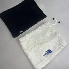 THE NORTH FACEキッズネックウォーマー2色黒白フリースボア調節ひも