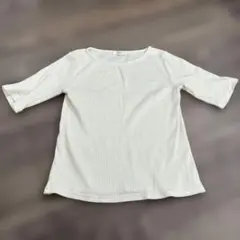 pink adobe アイボリー 五分袖 Tシャツ M
