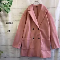 シーイン SHEIN　1枚仕立て　ピンク　ダブルブレストコート　ゆったりサイズのサムネイル