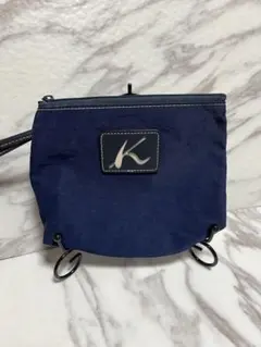 キタムラネイビー ナイロン ポーチ ロゴ付き