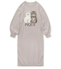 ツインキャットジャガードワンピース　ベージュ　ジェラートピケ　ジェラピケ