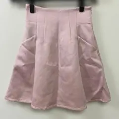 ピンク サテン風フレアスカート ミニ丈のサムネイル