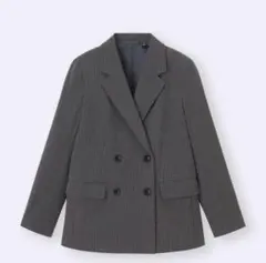 GU 今期ダブルブレストチェックジャケット　ダークグレーXL