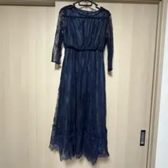 アーバンリサーチ LA MAISON 総レース ロングワンピース ネイビー