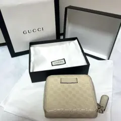 GUCCIコンパクトウォレット 二つ折り財布 ggシマ ホワイト　グッチ　白