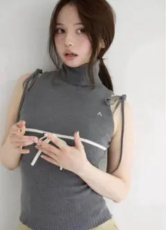andmary Adele ribbon tank gray