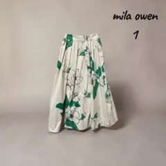 MilaOwenミラオーウェン花柄フレアスカートロングスカートグリーンアイボリー