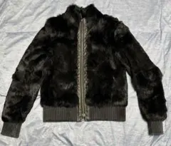 美品　黒ミンクファーブルゾン　ラムレザージャケット　ショート丈　クロップド丈 美品 黒ミンクファーブルゾン ラムレザージャケット ショート丈
