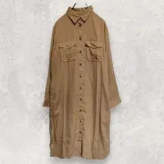 UNIQLO ユニクロ シャツワンピース M ベージュ 長袖 ロング丈