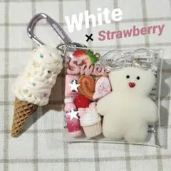 【限定価格】ガチャ詰めポーチ　mojojojo ホワイト×ストロベリー